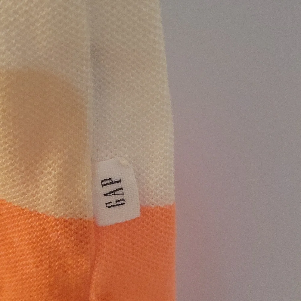Gap white orange blue  striped polo xxl